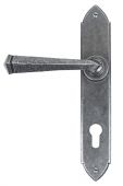 33604 From The Anvil Pewter Gothic Lever Espag. Lock Set  - 92mm Centres - 192mm Screw Centres