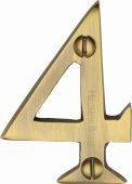 C1567 4-AT Heritage Brass Numeral 4 Face Fix 51mm (2") Antique Brass Finish