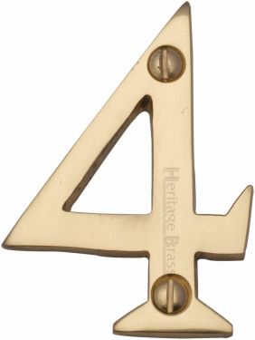 Click Here To Enlarge This Photo Of C1567 4-PB Heritage Brass Numeral 4 Face Fix 51mm (2") Polished Brass Finish