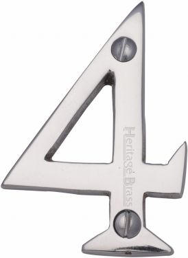 Click Here To Enlarge This Photo Of C1567 4-PC Heritage Brass Numeral 4 Face Fix 51mm (2") Polished Chrome Finish