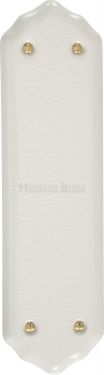 Click Here To Enlarge This Photo Of 7000 Heritage Brass Shaped Fingerplate 280x76mm White Crackle