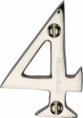 C1567 4-PNF Heritage Brass Numeral 4 Face Fix 51mm (2") Polished Nickel Finish
