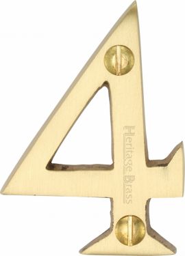 Click Here To Enlarge This Photo Of C1567 4-SB Heritage Brass Numeral 4 Face Fix 51mm (2") Satin Brass Finish