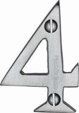 Click Here To Enlarge This Photo Of C1567 4-SC Heritage Brass Numeral 4 Face Fix 51mm (2") Satin Chrome Finish