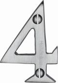 C1567 4-SC Heritage Brass Numeral 4 Face Fix 51mm (2") Satin Chrome Finish