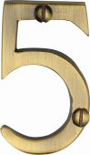 C1567 5-AT Heritage Brass Numeral 5 Face Fix 51mm (2") Antique Brass Finish