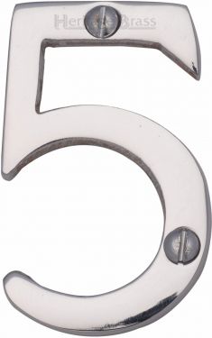 Click Here To Enlarge This Photo Of C1567 5-PC Heritage Brass Numeral 5 Face Fix 51mm (2") Polished Chrome Finish