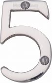 C1567 5-PC Heritage Brass Numeral 5 Face Fix 51mm (2") Polished Chrome Finish