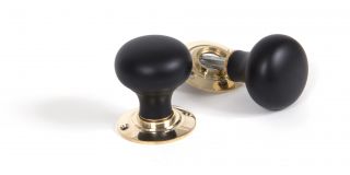 83563 From The Anvil Ebony & Polished Brass Bun Mortice/Rim Knob Set