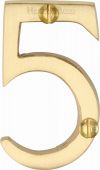 C1567 5-SB Heritage Brass Numeral 5 Face Fix 51mm (2") Satin Brass Finish