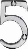 C1567 5-SC Heritage Brass Numeral 5 Face Fix 51mm (2") Satin Chrome Finish