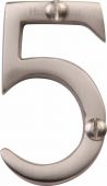 C1567 5-SN Heritage Brass Numeral 5 Face Fix 51mm (2") Satin Nickel Finish
