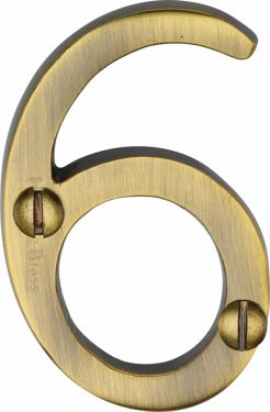 Click Here To Enlarge This Photo Of C1567 6-AT Heritage Brass Numeral 6 Face Fix 51mm (2") Antique Brass Finish