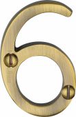 C1567 6-AT Heritage Brass Numeral 6 Face Fix 51mm (2") Antique Brass Finish