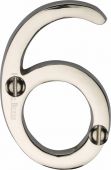 C1567 6-PNF Heritage Brass Numeral 6 Face Fix 51mm (2") Polished Nickel Finish