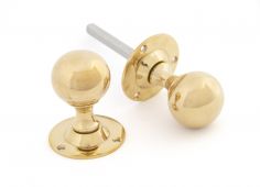 83630 From The Anvil Polished Brass Ball Mortice Knob Set