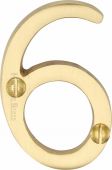 C1567 6-SB Heritage Brass Numeral 6 Face Fix 51mm (2") Satin Brass Finish