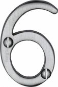 C1567 6-SC Heritage Brass Numeral 6 Face Fix 51mm (2") Satin Chrome Finish