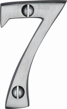 Click Here To Enlarge This Photo Of C1567 7-SC Heritage Brass Numeral 7 Face Fix 51mm (2") Satin Chrome Finish