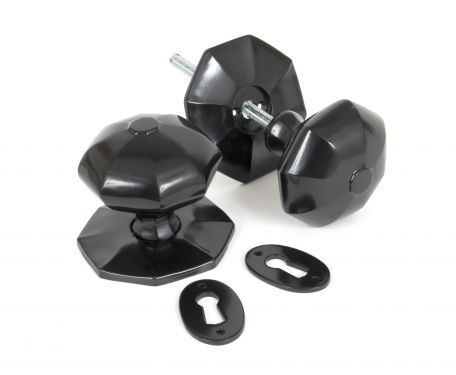 Click Here To Enlarge This Photo Of 33065 From The Anvil Black Octagonal Mortice/Rim Knob Set - Large