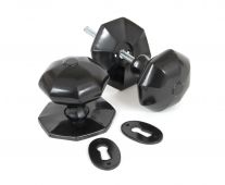 33065 From The Anvil Black Octagonal Mortice/Rim Knob Set - Large