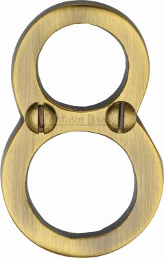 Click Here To Enlarge This Photo Of C1567 8-AT Heritage Brass Numeral 8 Face Fix 51mm (2") Antique Brass Finish