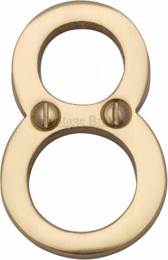 Click Here To Enlarge This Photo Of C1567 8-PB Heritage Brass Numeral 8 Face Fix 51mm (2") Polished Brass Finish