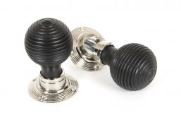 83634 From The Anvil Ebony Mortice/Rim Beehive Knob Set - Polished Nickel Roses