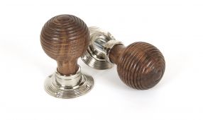 83635 From The Anvil Rosewood Mortice/Rim Beehive Knob Set - Polished Nickel Roses