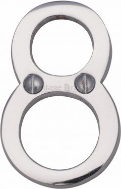 Click Here To Enlarge This Photo Of C1567 8-PC Heritage Brass Numeral 8 Face Fix 51mm (2") Polished Chrome Finish