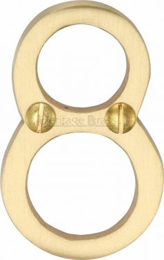 Click Here To Enlarge This Photo Of C1567 8-SB Heritage Brass Numeral 8 Face Fix 51mm (2") Satin Brass Finish