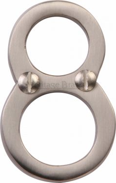 Click Here To Enlarge This Photo Of C1567 8-SN Heritage Brass Numeral 8 Face Fix 51mm (2") Satin Nickel Finish