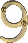 C1567 9-AT Heritage Brass Numeral 9 Face Fix 51mm (2") Antique Brass Finish