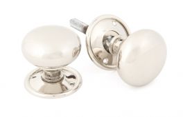 83839 From The Anvil Polished Nickel Mushroom Mortice/Rim Knob Set