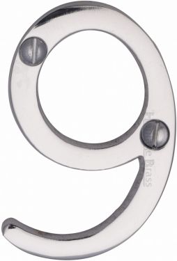 Click Here To Enlarge This Photo Of C1567 9-PC Heritage Brass Numeral 9 Face Fix 51mm (2") Polished Chrome Finish