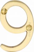 C1567 9-SB Heritage Brass Numeral 9 Face Fix 51mm (2") Satin Brass Finish