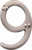 C1567 9-SN Heritage Brass Numeral 9 Face Fix 51mm (2") Satin Nickel Finish