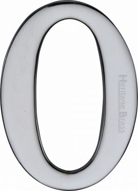 Click Here To Enlarge This Photo Of C1568 0-PC Heritage Brass Numeral 0 Self Adhesive 51mm (2") Polished Chrome Finish