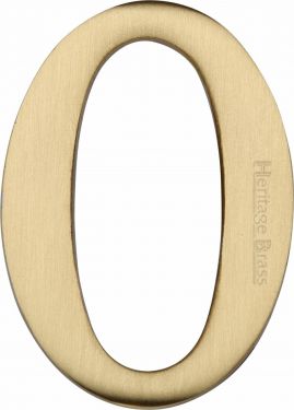 Click Here To Enlarge This Photo Of C1568 0-SB Heritage Brass Numeral 0 Self Adhesive 51mm (2") Satin Brass Finish