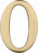 C1568 0-SB Heritage Brass Numeral 0 Self Adhesive 51mm (2") Satin Brass Finish