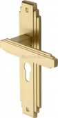 AST5948-SB Heritage Brass Door Handle Euro Profile Astoria Design Satin Brass Finish