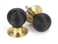 91762 From The Anvil Ebony and PB Cottage Mortice/Rim Knob Set - Small