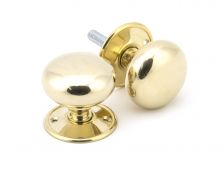 91529 From The Anvil Polished Brass 57mm Mushroom Mortice/Rim Knob Set