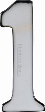 Click Here To Enlarge This Photo Of C1568 1-PC Heritage Brass Numeral 1 Self Adhesive 51mm (2") Polished Chrome Finish