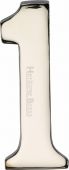 C1568 1-PNF Heritage Brass Numeral 1 Self Adhesive 51mm (2") Polished Nickel Finish