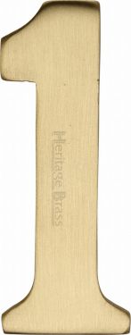 Click Here To Enlarge This Photo Of C1568 1-SB Heritage Brass Numeral 1 Self Adhesive 51mm (2") Satin Brass Finish
