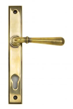 Click Here To Enlarge This Photo Of 91413 From The Anvil Aged Brass Newbury Slimline Lever Espag. Lock Set  - 92mm Centres - 212mm Screw Centres