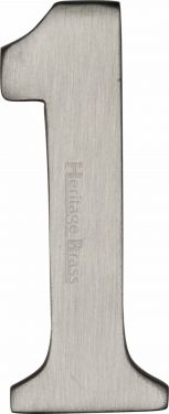 Click Here To Enlarge This Photo Of C1568 1-SN Heritage Brass Numeral 1 Self Adhesive 51mm (2") Satin Nickel Finish
