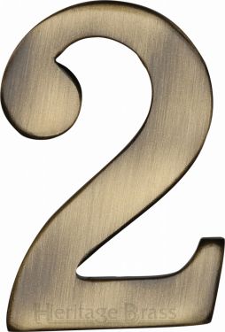 Click Here To Enlarge This Photo Of C1568 2-AT Heritage Brass Numeral 2 Self Adhesive 51mm (2") Antique Brass Finish