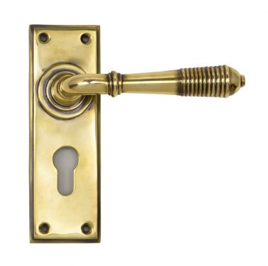 Click Here To Enlarge This Photo Of 33085 From The Anvil Aged Brass Reeded Lever Euro Set
